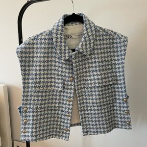 Zara Blue & White Houndstooth Vest